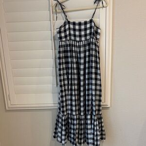 THE GREAT. Checkered Black and White Dress